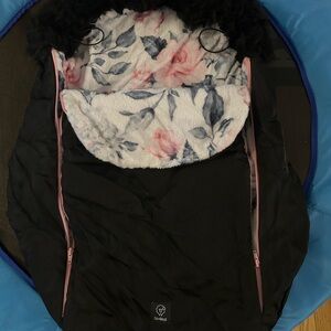Cozy Floral Kids Cape with Black and Pink Accents